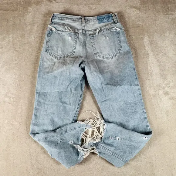 Abercrombie & Fitch Jeans Womens 28/6 Light Wash Blue Denim Distressed Mom Jean - Picture 7 of 12